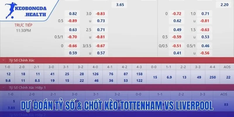 Gợi ý cược giá trị trận soi kèo Tottenham vs Liverpool